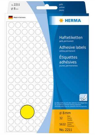 Étiquette/pastille de couleur ronde Ø 8 mm, jaune - Référence 2211 - Lot de 5632 étiquettes_0