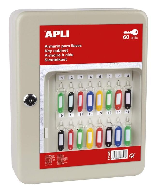 Apli Armoire à clés pour 60 clés, en acier peinture mate gris clair - 8410782171416_0