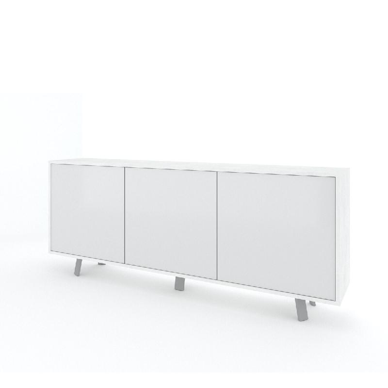 AQA Design Buffet VENBRUK 3 portes en mélamine blanc pierre/blanc brillant L.177 P.41 H.74 MP07028 - multicolore Bois manufacturé MP07028_0
