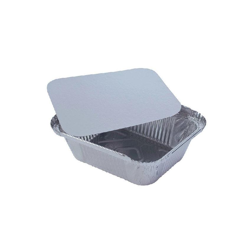Barquette aluminium 670ml avec couvercle 20,4x11,3x5cm - par 100 - idéale pour cuisson au four_0