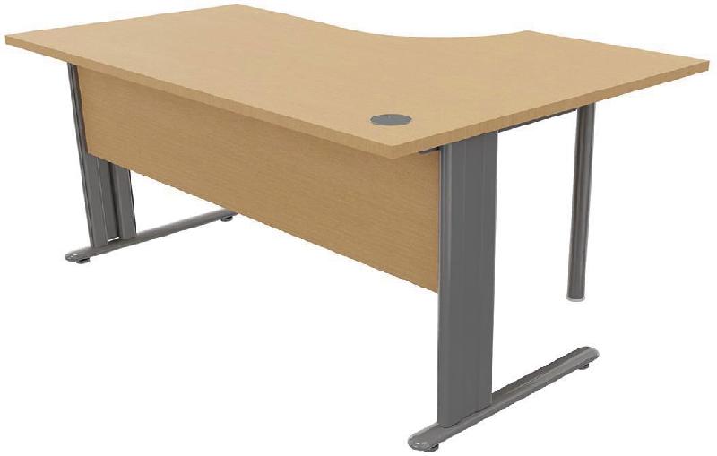 BUREAU COMPACT ASYMÉTRIQUE PIED L 160X120X60 RETOUR GAUCHE HÊTRE/ALU, - MANUTAN COLLECTIVITÉS