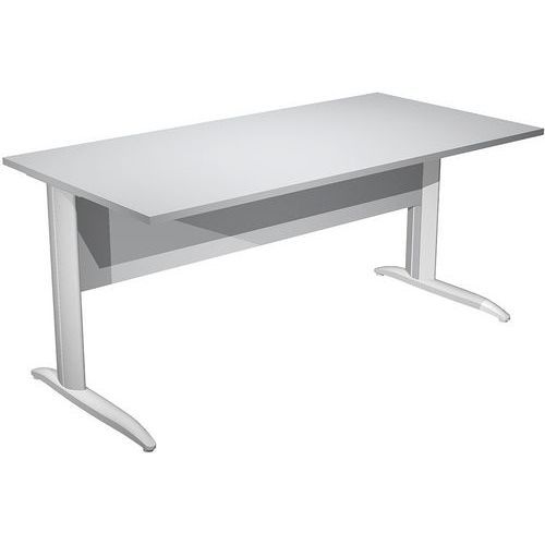 BUREAU DROIT PIEDS L EN MÉTAL FAST - 160 CM - GRIS - ALU