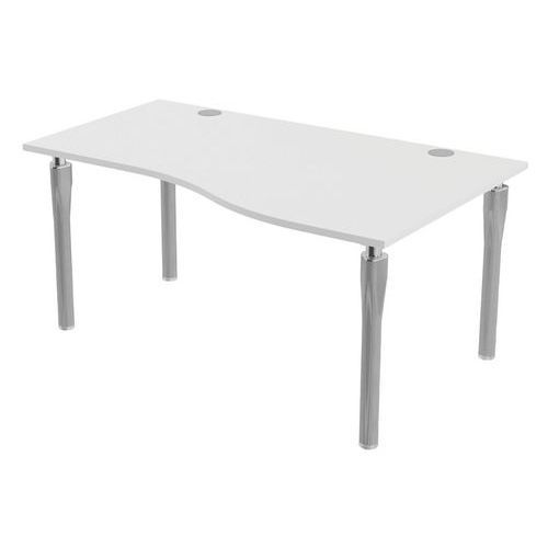 BUREAU NOGA VAGUE DROITE 160 X 100 CM BLANC ALU
