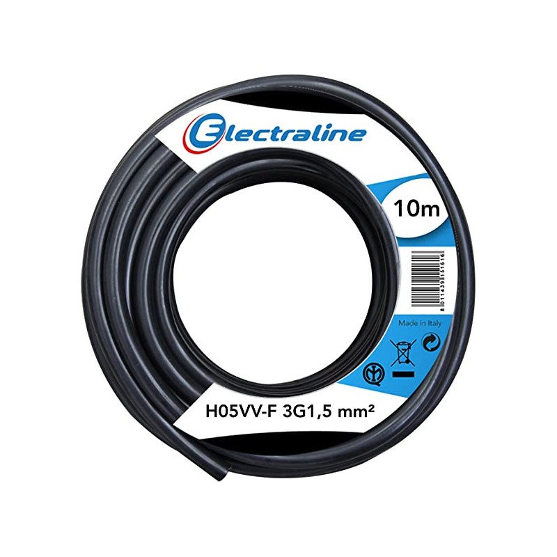 CÂBLE RIGIDE U-1000 R2V 3G1,5MM² 10M NOIR - FILS & CÂBLES - 20218275C