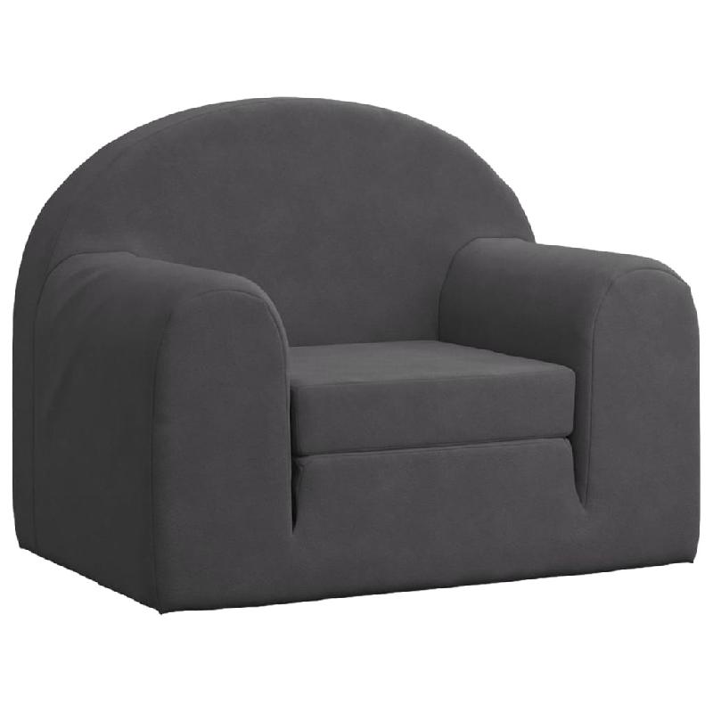 Canapé pour enfants en peluche douce anthracite - Housse amovible et convertible en canapé-lit - 02_0019271_0