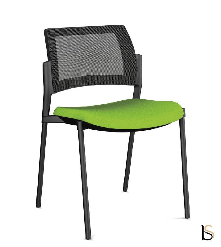 Chaise visiteurs 4 pieds Kyos dossier résille noire - SOKOA - Noir, Bleu, Noir_0