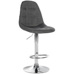 Décoshop26 - Tabouret de bar x1 avec repose-pieds hauteur réglable pivotant assise en tissu gris foncé cadre métallique chromé 10_0004845 - gris_0