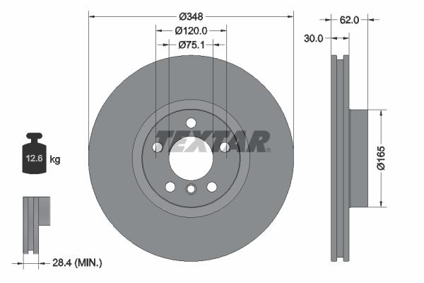 Disque de frein ventilé Textar 92160903 - boîte de 1 disque_0
