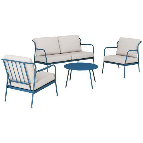 ENSEMBLE NOA II : 1 TABLE BASSE 1 CANAPÉ 2 FAUT GRIS/BLEU - PROLOISIRS