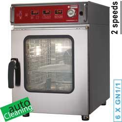 Four mixte professionnel vapeur/convection électrique 6x GN 1/1 programmable avec auto-cleaning FVS-611+CL_0