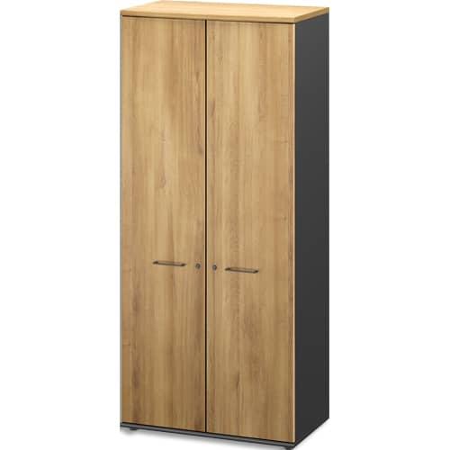 Gautier Office - Armoire 2 portes pleines Jazz en chêne de bocage - L80 x H183 x P48 cm - Serrure simple et étagères réglables_0