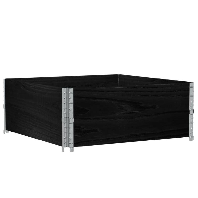 Helloshop26 - Jardinière bac lit surélevé plantes fleurs terrasse jardin 100 x 100 cm bois massif de pin noir 02_0037248 - noir métal 3000217841080_0