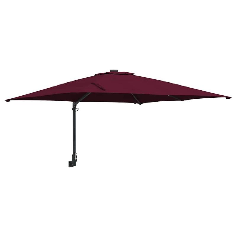 Helloshop26 - Parasol de jardin inclinable moderne 248,5 x 247,5 x 160 cm éclairage LED pratique en polyester bordeaux 02_0058654 - 3000240705625_0