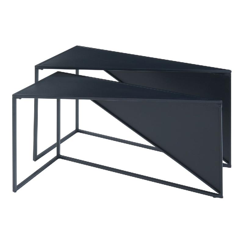 Helloshop26 - Set de 2 tables basses gigognes de tailles différentes métal noir 03_0010600 - 3000225305345_0