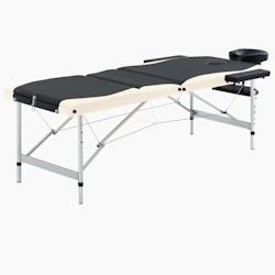 Helloshop26 - Table de massage pliable 3 zones Inox noir et beige 02_0001821 - 3000089071530_0