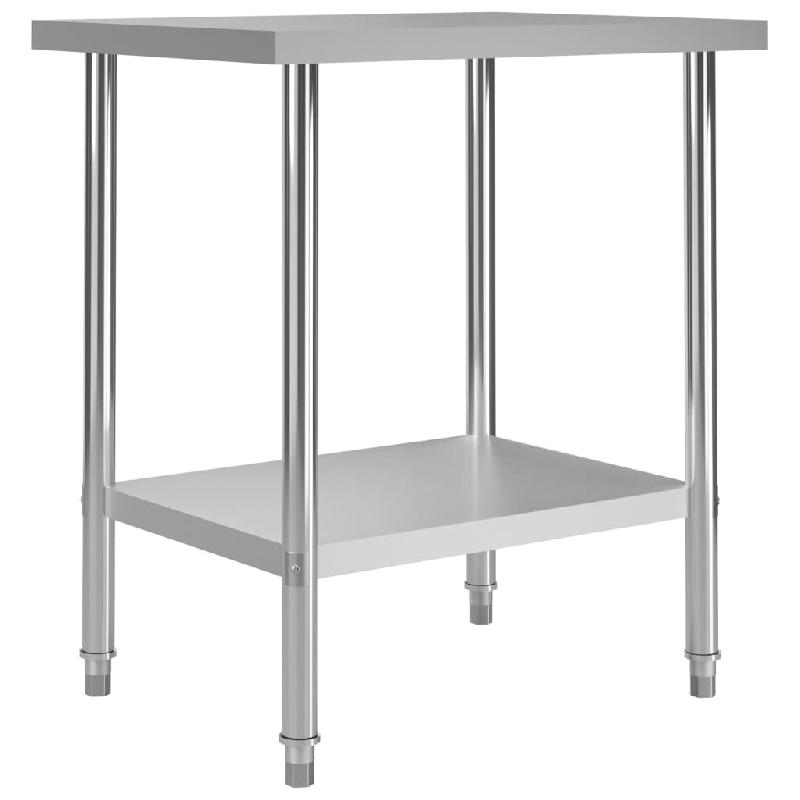 Helloshop26 - Table de travail de cuisine 80 x 60 x 85 cm acier Inoxydable 02_0001906 - inox 3000089931537_0