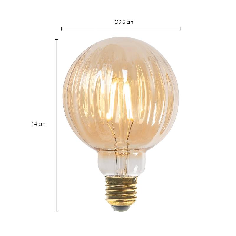 LUCANDE E27 AMPOULE LED 3,8W G95, 2700K, 340LM, RAINURES AMBRE