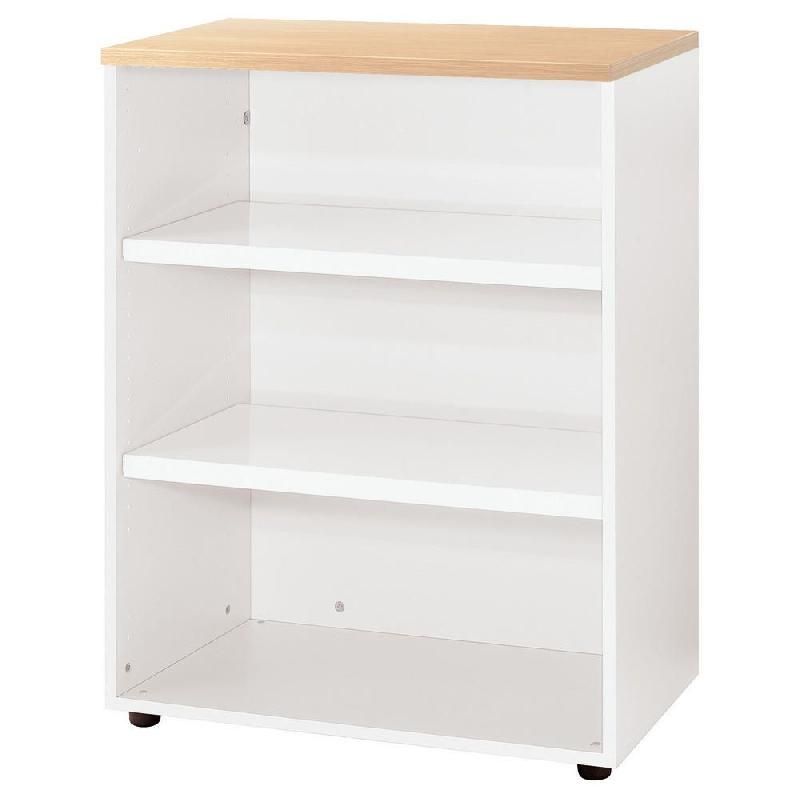 MEUBLE MI-HAUTEUR ACTUAL SANS PORTES - H.102 X L. 80 X P. 47 CM - CORPS BLANC - TOP HÊTRE