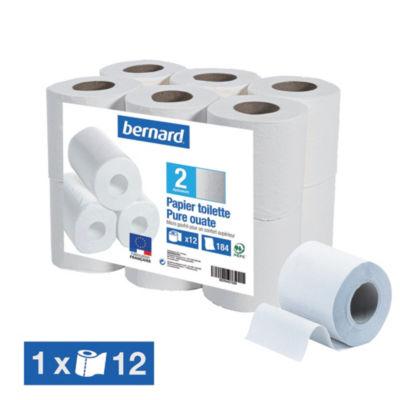 12 rouleaux papier toilette Bernard pure ouate 2 épaisseurs_0
