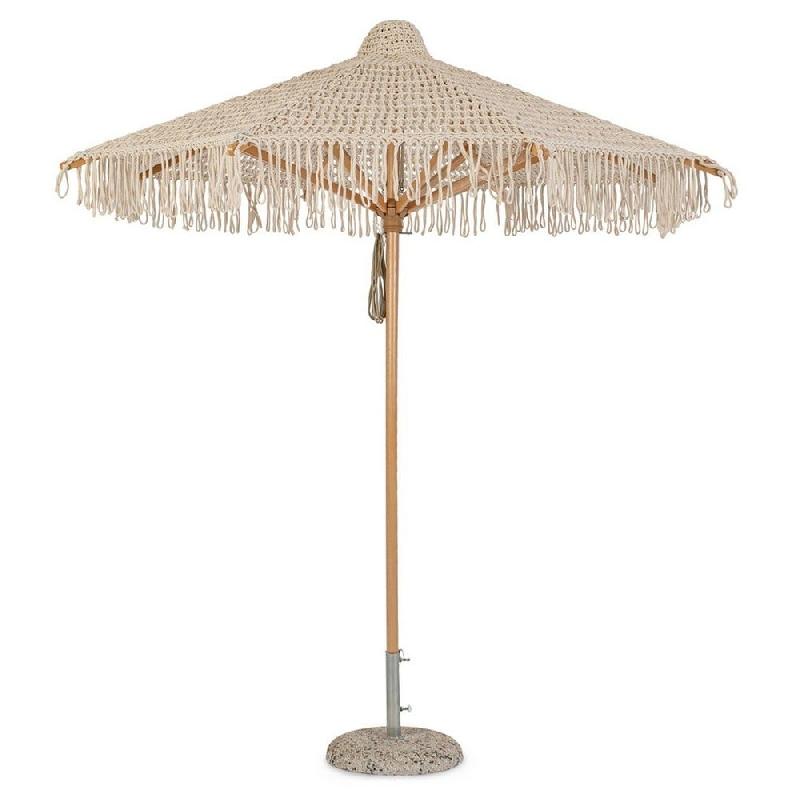 Parasol macramé beige Ø 2.5 x2,54 m_0