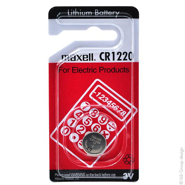 Pile bouton lithium CR1220 Maxell - 3V 36mAh - longue durée de vie et grande densité d'énergie_0