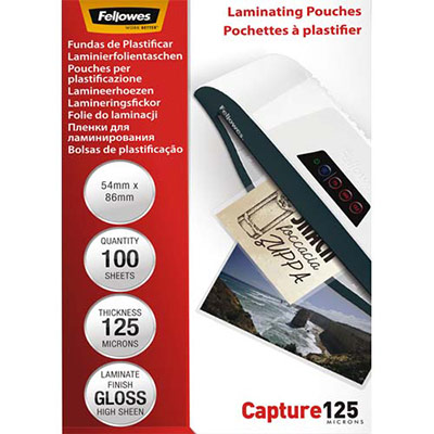 POCHETTES FELLOWES IMAGELAST - 125 MICRONS - 54 X 86 MM - BOÎTE DE 100