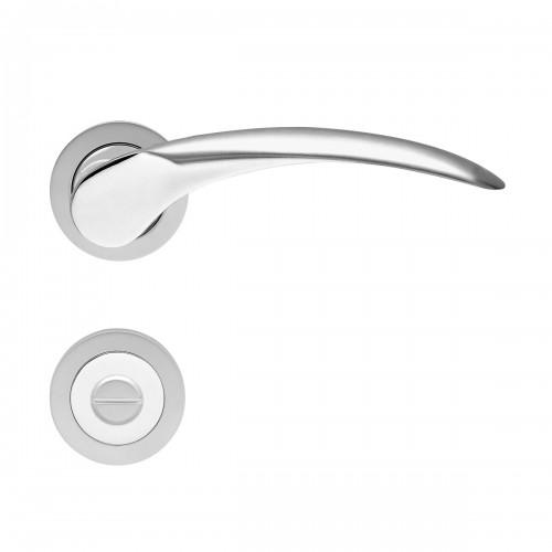 POIGNÉES DE PORTE SUR ROSACES RONCES R 250 ANTALYA - CHROMÉ SATINÉ - CONDAMNATION KARCHER DESIGN