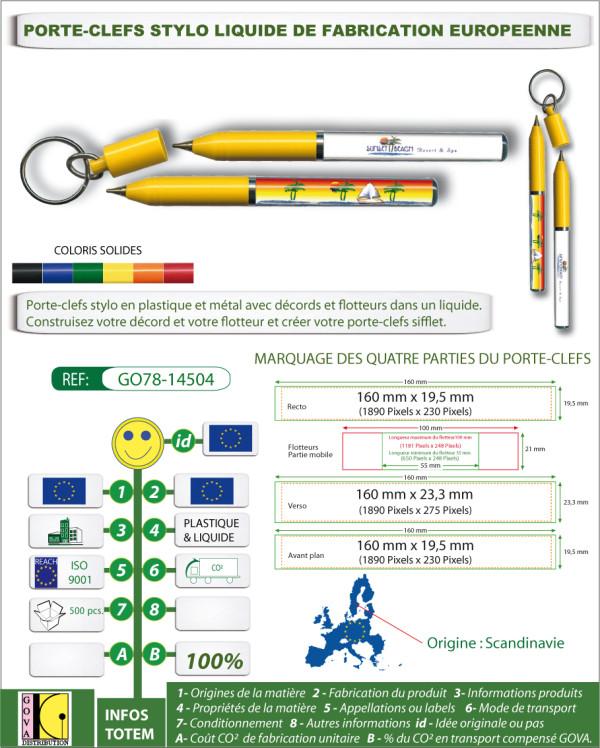Porte-clés stylo publicitaire avec liquide et flotteur - fabrication européenne - lot de 500 pièces_0