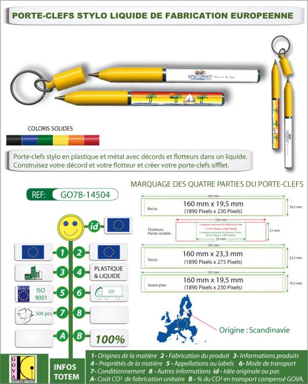 PORTE-CLEFS STYLO PUBLICITAIRE AVEC LIQUIDE ET FLOTTEUR_0