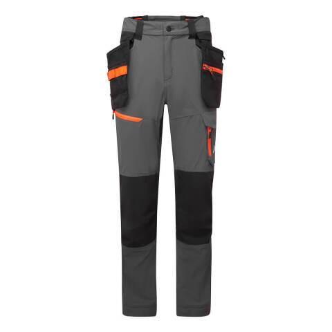PORTWEST EV446 PANTALON DE TRAVAIL STRETCH LÉGER EV4 HOLSTERS AMOVIBLES GRIS MÉTAL - TAILLE 32 - STANDARD