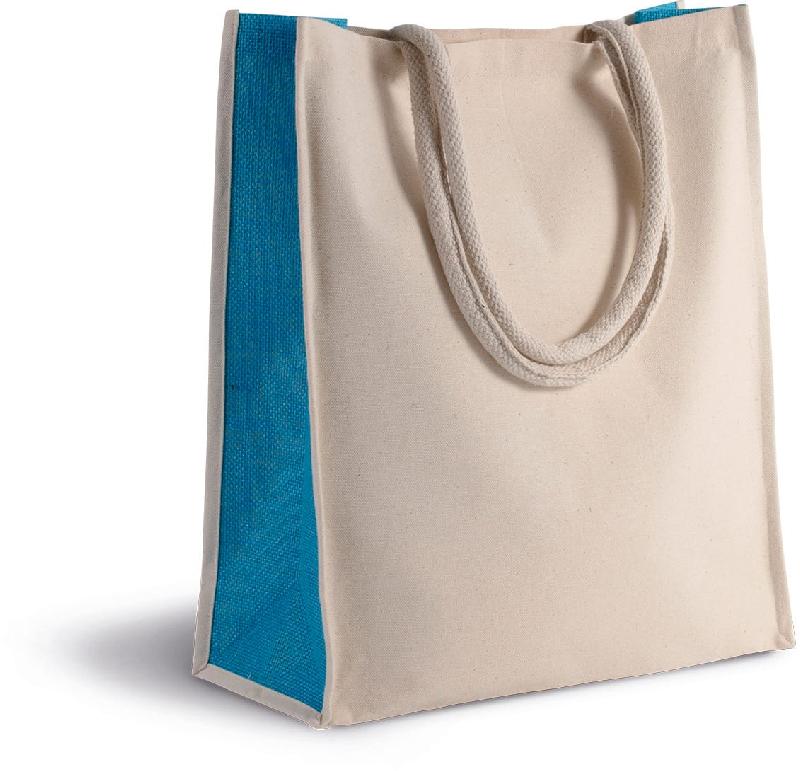 Sac cabas en coton canvas et jute - 23 L - Réf: KI0253 - Kimood_0