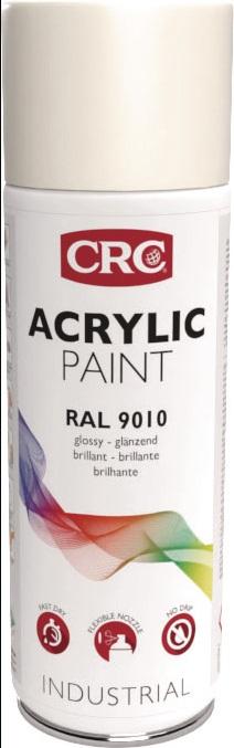 Spray laque de protection de la couleur PEINTURE ACRYLIQUE blanc pur brillant RAL 9010 400 ml 400 ml bombe aérosol CRC_0