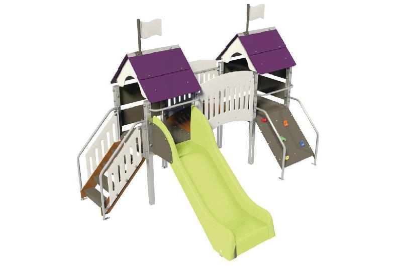 STRUCTURE FRIPOUNETTE MINI-PONT- ACIER - PLATINES - POLY - GRIS/PRUNE-WIKI CAT - MANUTAN COLLECTIVITÉS