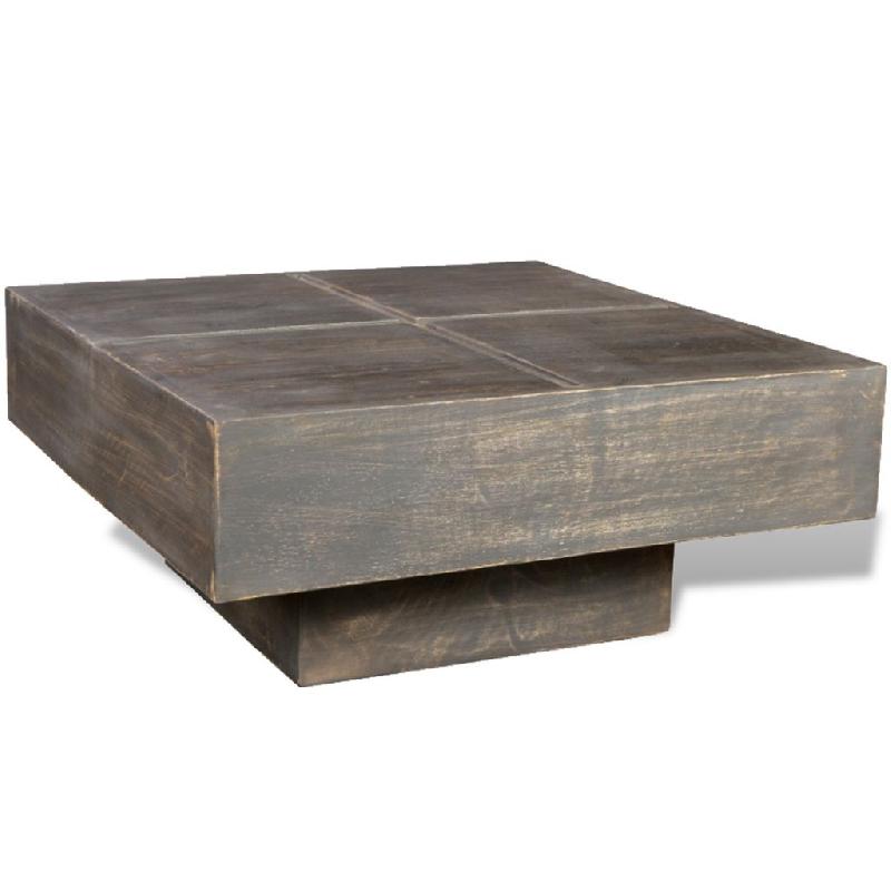 Table basse de salon - bois de mangue - style vintage - 68x68x30 cm - 0902025_0