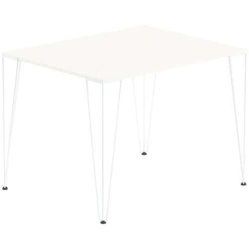 TABLE RÉUNION LORI 100 X 80 CM PLATEAU SABLE PIED BLANC - MBA
