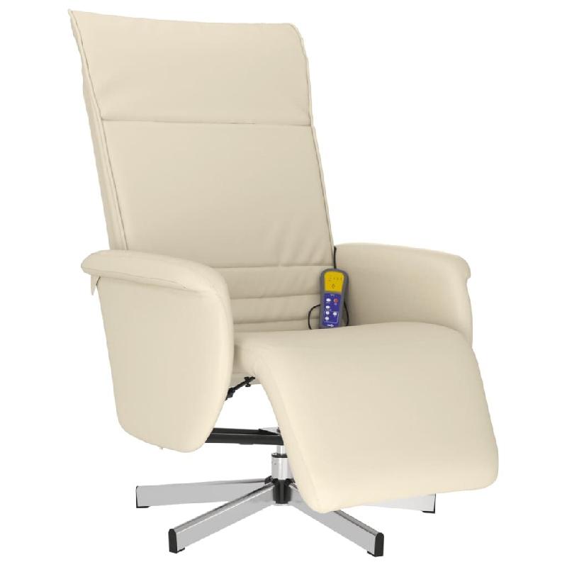 VidaXL Fauteuil inclinable de massage et repose-pieds crème similicuir Modèle Ferdoria - 8721012044319_0