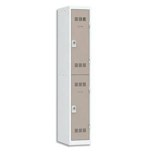 Pierre Henry - Vestiaire monobloc 2 cases + 1 colonne - Dimensions : L30 x H180 x P50 cm - Gris perle/Basalte_0