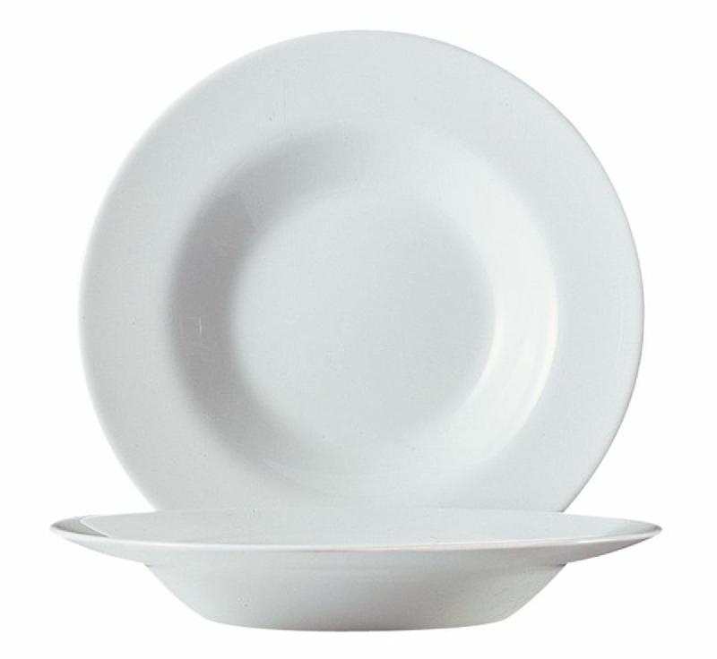 ASSIETTE CREUSE ROND BLANC VERRE Ø 22,5 CM HOTELIERE ARCOROC