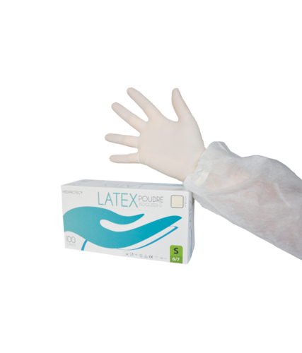 100 gants d'examens à usage unique CE en latex poudré - GLPNT-IM04_0