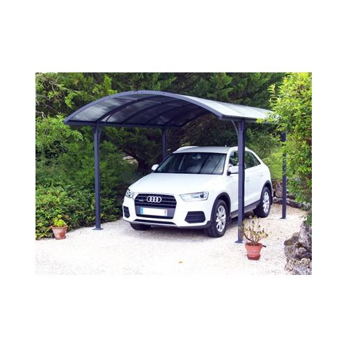 Abri voiture aluminium - structure en aluminium peint gris anthracite - dimensions 3,01 x 4,85 x 2,50 m - plaques en polycarbonate 6 mm_0
