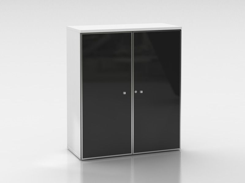 Armoire à portes battantes en verre TEKKA - Design élégant - H121 cm - 3 niveaux de rangement_0