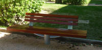 Banc public bois exotique America - longueur 2m00 - assise et dossier 8 lattes ép. 70 mm_0