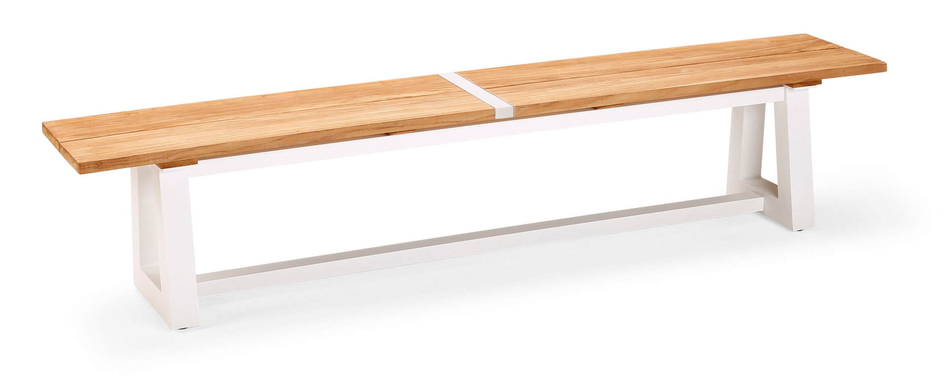 BANC DE JARDIN CAMPIONE, 220 X 40 CM, BLANC / BOIS DE THÈQUE