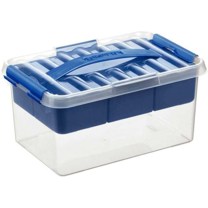 Boîte de rangement compartimentée transparente 6 litres - empilable avec clips de fermeture solides_0