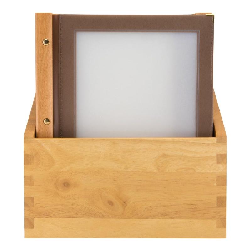 Box carte menu simili cuir Wood beig  26x31x33 cm+20 cartes de 4 pages 24x31.5cm_0