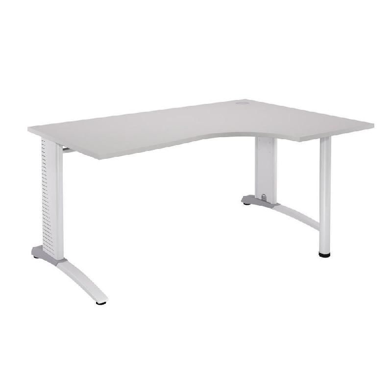 BUREAU COMPACT RETOUR À GAUCHE BIOSPACE 2 - L. 160 X P. 110 CM - PLATEAU 'GRIS' - PIEDS L 'BLANC' - EMBASE : 'AVOCAT'.
