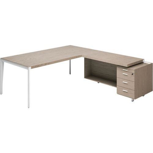 BUREAU X9 RETOUR À GAUCHE 192X234X75 PLATEAU ORME GRIS - QUADRIFOGLIO