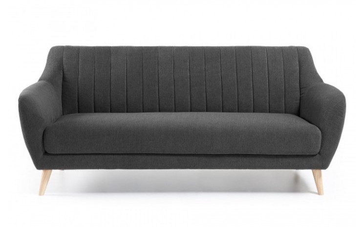Canapé 4 places scandinave - relax gris foncé - design élégant avec piètement en bois naturel_0