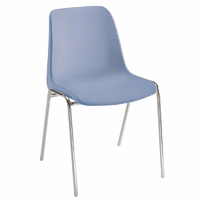 CHAISE COLLECTIVITÉ COQUE UNIVERSELLE - POLYPROPYLÈNE - BLEU CLAIR - PIEDS MÉTAL CHROMÉ (PRIX À L'UNITÉ)