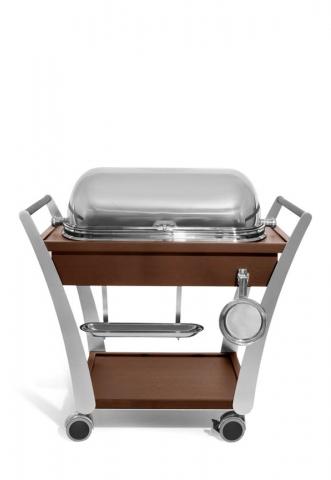 Chariot à trancher Hypnos 190PM - Bois placage chêne, inox poli-miroir, 2 brûleurs, 1100x540x1150 mm_0